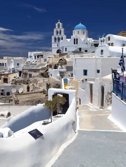 The traditional town of Pyrgos in Santorini, Greece