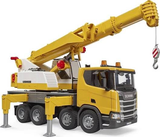 Fotografie BRUDER 03571 Scania 560R jeřáb Liebherr na baterie Světlo Zvuk model 1:16 plast