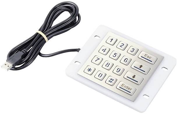 Renkforce RF-KP-500 USB číselná klávesnice Vodotěsný a prachotěsný podle normy IP68, s podsvícením nerezová ocel kartáčo
