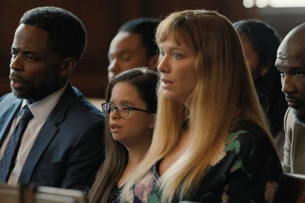 Dulé Hill, Imogen Faith Reid, Christina Hendricks, and Jerod Haynes in 'Good American Family'