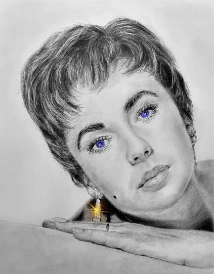 liz taylor classic beauty graphite drawing jim fitzpatrick available in different sizes