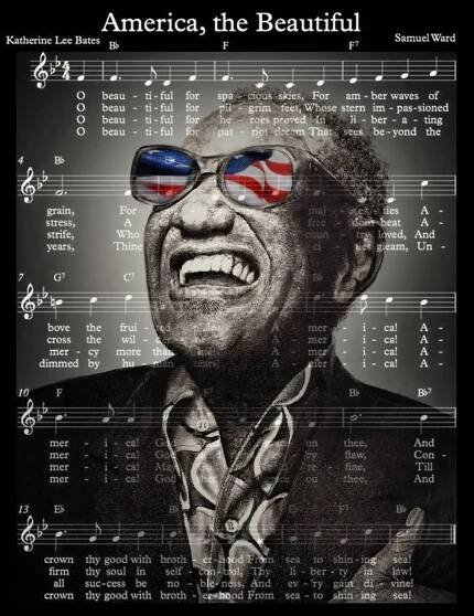 ray charles singing america the beautiful graphite and photography digitally combined jim fitzpatrick available in different sizes