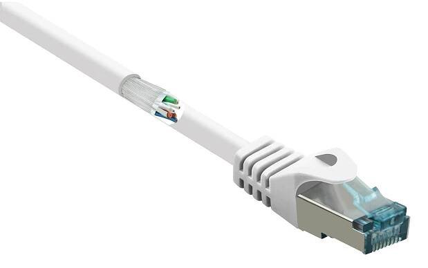 Renkforce RF-5047448 RJ45 síťové kabely, propojovací kabely CAT 6A S/FTP 15.00 m bílá s ochranou, samozhášecí 1 ks