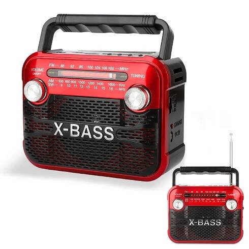 125BT Portable AM/FM Radio with USB/TF/BT *, Output 3W, FM/AM/SW1-6/USB/TF/BT Play, 800mAh * for 2-* of Playing Time, Multi-Ba