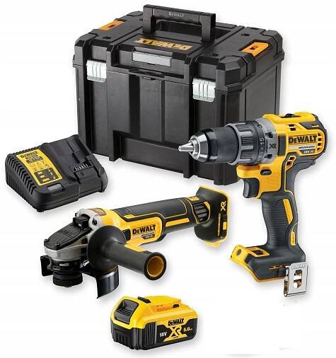 DCK2020P1 DEWALT SADA ŠROUBOVÁKŮ DCD791 BRUSKA DCG405 + AKUM.5Ah + NABÍJENÍ