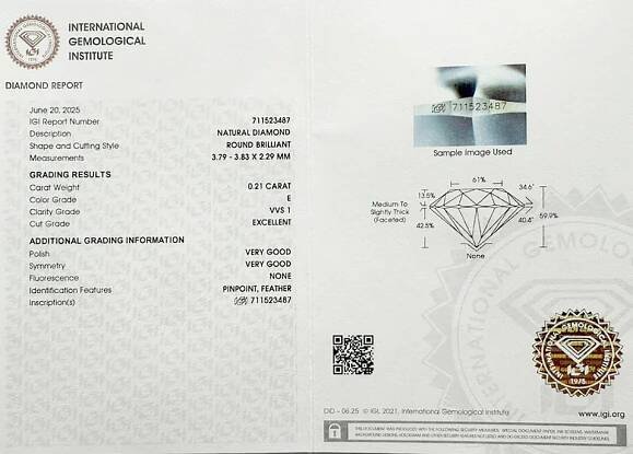 zlaté diamantové náušnice 0.42ct E/VVS1 s IGI certifikáty | VVDiamonds