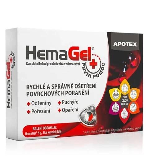 Hemagel PRVNÍ POMOC 5 g + 3 ks krycí fólie