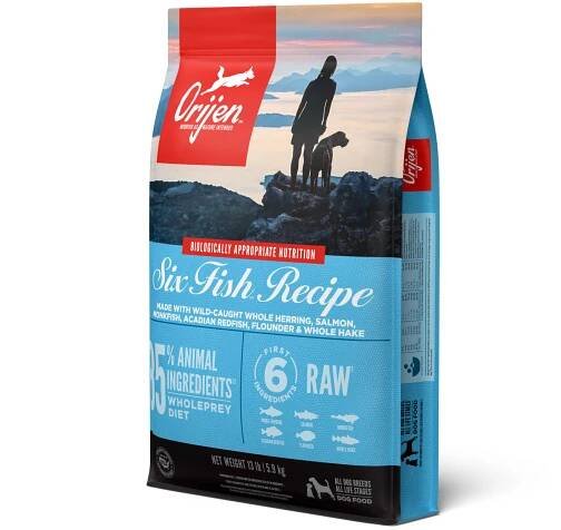 ORIJEN Grain Free & Poultry Free, Six Fish, High Protein, Fresh & Raw Animal Ingredients Dry Dog Food, 23.5 lbs.