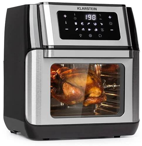 Klarstein AeroVital Fry, horkovzdušná fritéza, 1500 W, 10 l, 9 programů, černo-stříbrná
