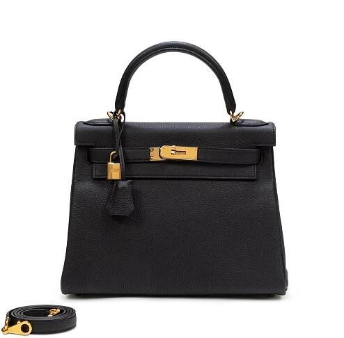 View full screen - View 1 of Lot 669. Black Togo Kelly 28 Retourné Gold Hardware, 2023.