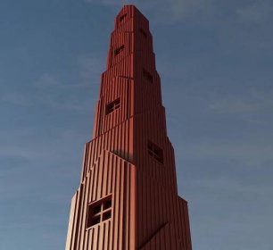 Kiosk Obelisk will be painted red, the country's assumed national colour | Kiosk Obelisk | Ulf Mejergren Architects | STIRworld