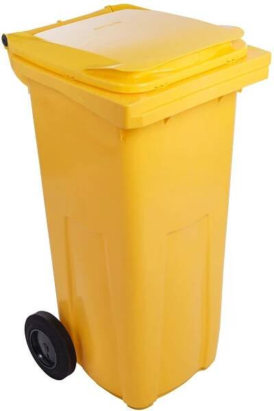 Popelnice plastová, 120 l, žlutá