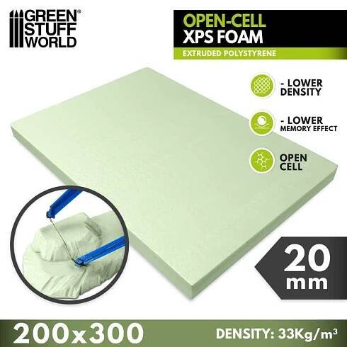 Open-cell extrudovaná polystyrenová pěna XPS 20 mm 200 x 300 mm 1 ks