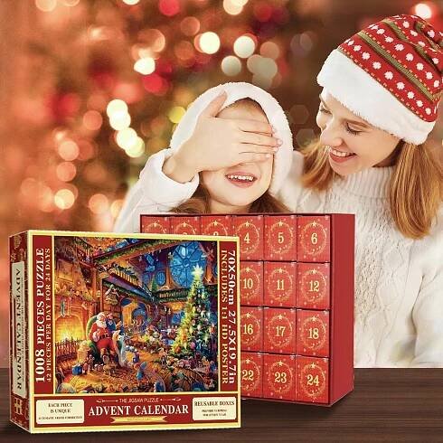 ADVENTNÍ KALENDÁŘ 2024 PUZZLE VÁNOČNÍ 24 DNÍ DÁREK Tvar obdélník