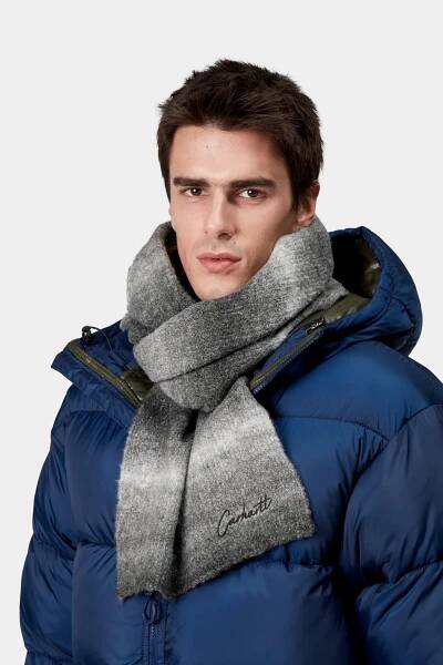 Tony Scarf in Tony Stripe Jacquard, Black / Black