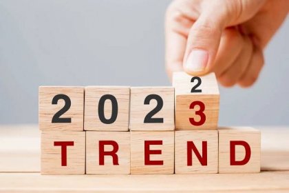 Ruční otočný blok 2023 až 2024 TREND text na stole. Rozlišení, nápad, cíl, motivace, restart, podnikání a novoroční prázdninové koncepty — Stock obrázek