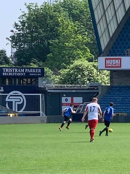 Players at The Big Match on the Millwall pitch.