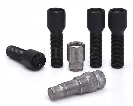 Pojistné bezpečnostní šrouby M14x1,5x40 kužel, klíč 17/19, SICUTUNE BVT440, černé - SHELLERS