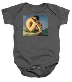 Naked Young Man Sitting By The Sea, 1836 Baby Onesie