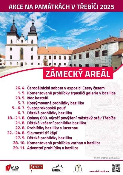 Kulturní akce pro rok 2025 v zámeckém areálu.