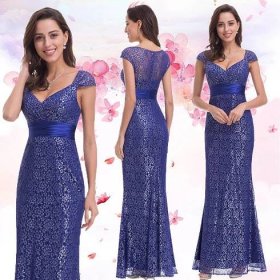 Modré společenské šaty pro svatební matky XXL