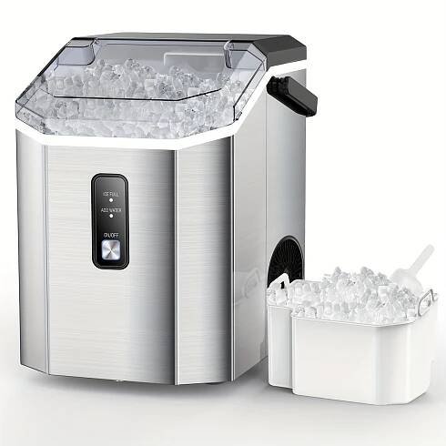 Stainless Steel Ice Maker Machine with Self-Cleaning Feature, 44Lbs/24H Crushed Ice Output, 9 Bullet Ice Cubes in 6 *, * Home, Kitchen, O