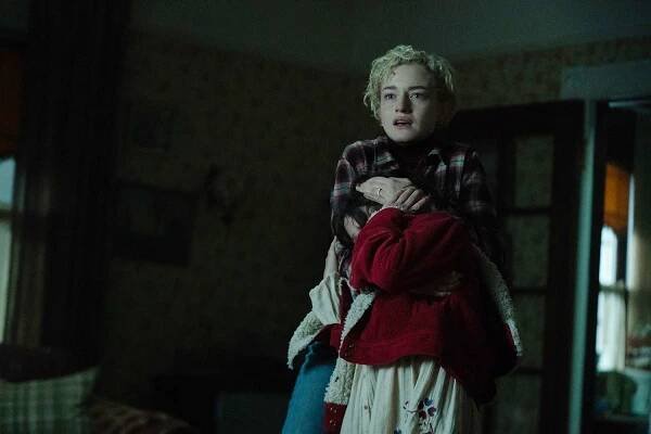 (from left) Charlotte (Julia Garner) and Ginger (Matilda Firth) in Wolf Man, directed by Leigh Whannell. 