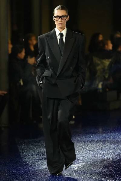 Bella Hadid walks the runway during the Saint Laurent Womenswear Spring-Summer 2025 show as part of Paris Fashion Week on September 24, 2024