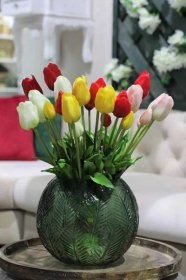 Červená umělá kytice tulipánů 46 cm