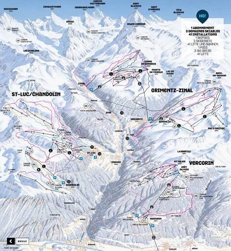 Val d´Anniviers - mapa sjezdovek