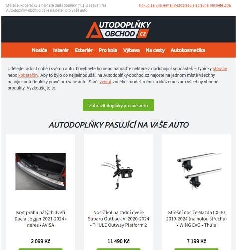 _ Pasující doplňky pro vaše auto na jednom místě. Skladem