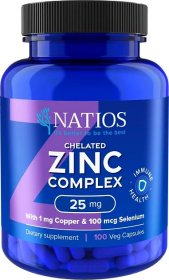 Natios Zinc Chelated Complex - Zinek, selen a m�ěď 25 mg 100 veganských kapslí