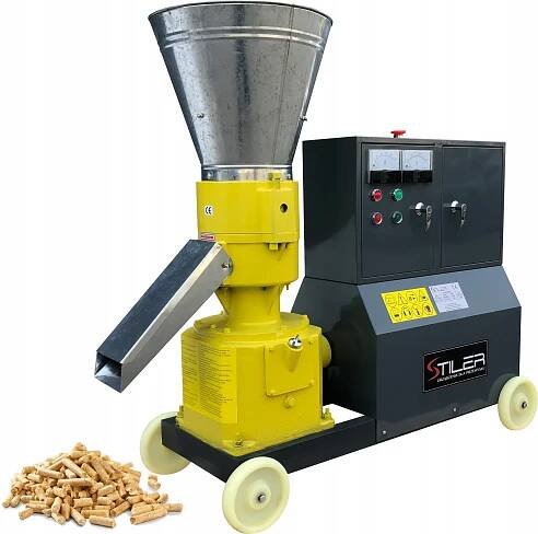 PRŮMYSLOVÁ PELETOVAČKA GRANULATOR DŘEVO 7,5 kW 250 kg/h 200 MM STILER POLSKO