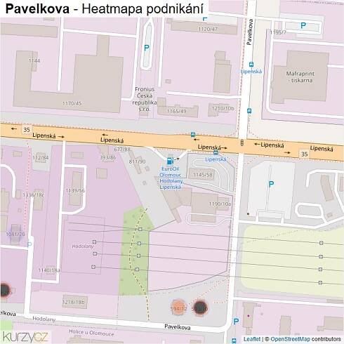 Mapa Pavelkova - Firmy v ulici.