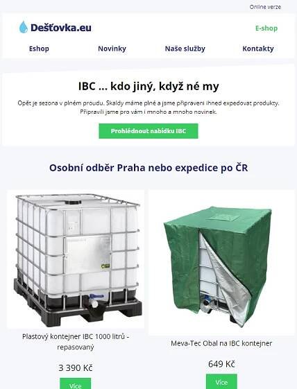 Nejlevnější řešení - IBC nádrž 1000 litrů. _ Nově osobní odběr Praha 4. _ Do vyprodání zásob.
