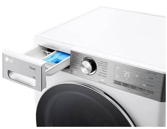 LG 9 kg parná práčka / 5 kg sušička LG 1200 ot./min | Direct Drive™ | AI DD™ | TurboWash™360°, top view with detergent draw open , FCR9A95WC, thumbnail 6