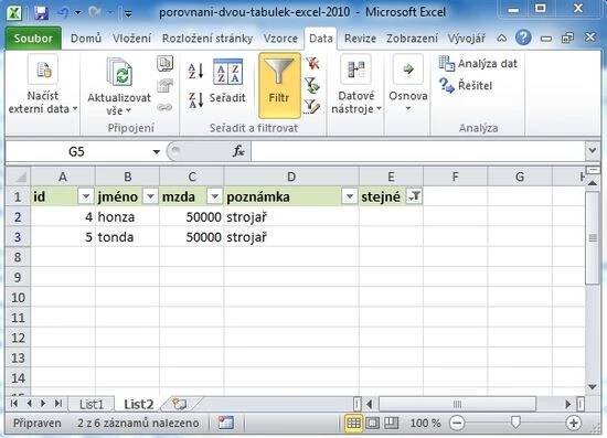 MS Excel 2010 - Filtr