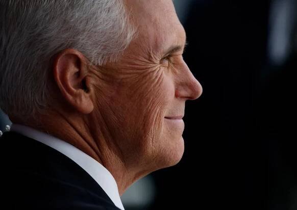 Pence smiles during a Fox News interview in Gilford, New Hampshire, in September 2020.