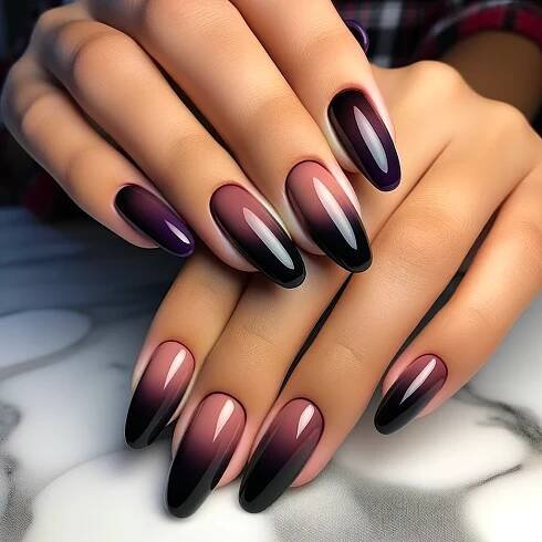 10 Purple and Black Nail Designs to Unleash Your Personality Fialové Nehty, Ombre Nehty, Dlouhé Nehty, Jednoduché Nehty, Nápady Na Nehty, Design Nehtů, Stylové Nehty, Jednoduché Účesy, Gelové Nehty