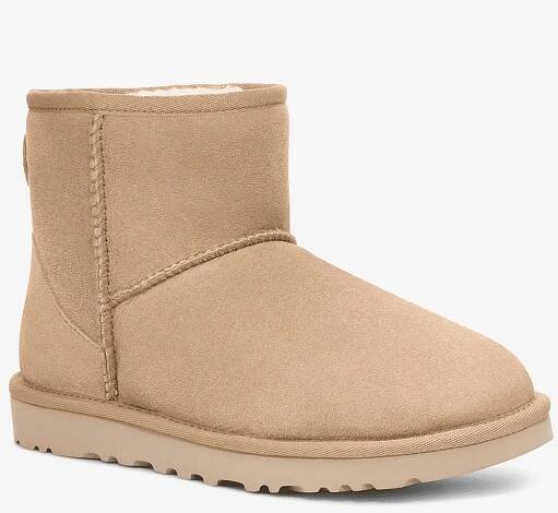 UGG Béžové dámské semišové sněhule UGG Classic Mini II