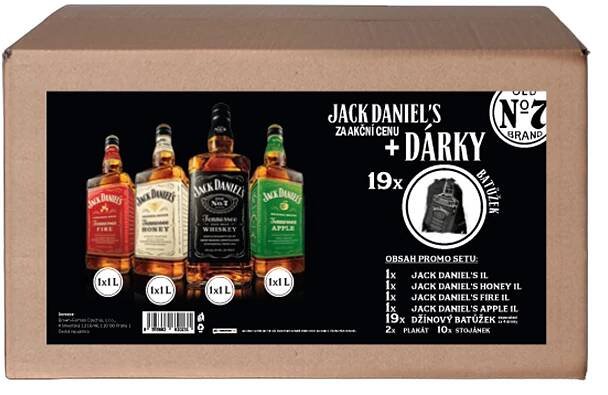 Jack Daniel's set 4x 1l + batohy