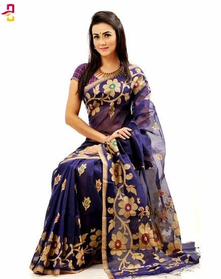 Handwork Half Silk Tangail Sari (হ্যান্ডওয়ার্ক হাফ সিল্ক শাড়ি) HHS-515