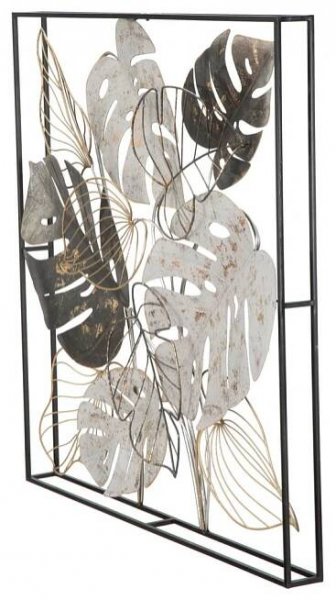Nástěnná kovová dekorace Mauro Ferretti Leaf, 80,5 x 80,5 cm