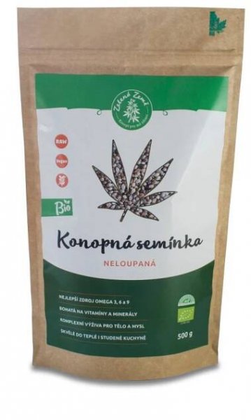 Zelená Země Bio neloupané konopné semínko 500 g