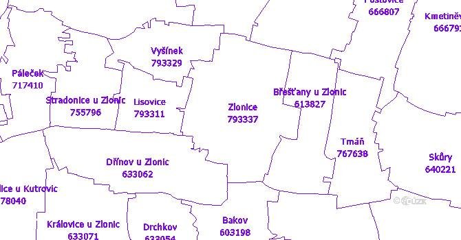 Katastrální mapa Zlonice