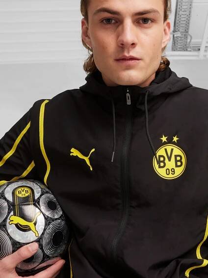 PUMA Sportovní bunda 'Borussia Dortmund Prematch' – černá