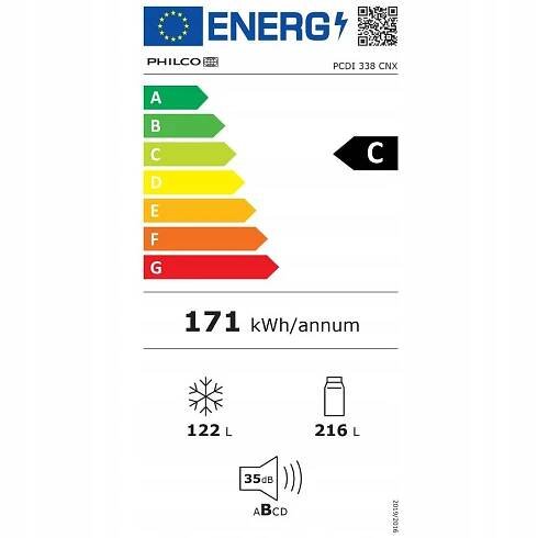 Jednodveřová lednička Philco PCDI 338 CNX Šířka výrobku 59.5 cm