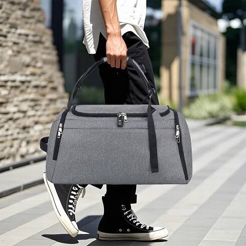 PÁNSKÁ/DÁMSKÁ CESTOVNÍ TAŠKA DO POSILOVNY TRÉNINK PŘES RAMENO ZAVAZADLO 42L ŠEDÁ Hloubka (krátká strana) 27 cm
