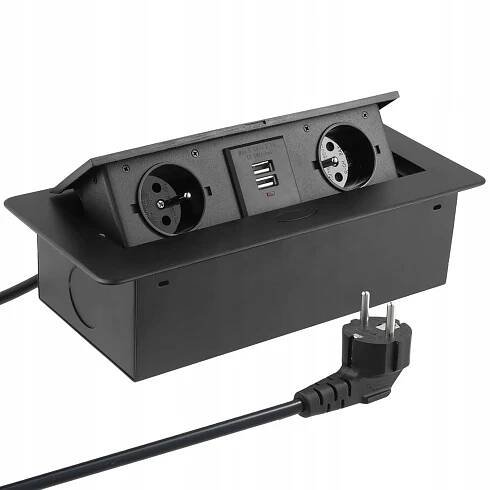 Zásuvka, Elektrická lišta, USB stolní Interlook černá