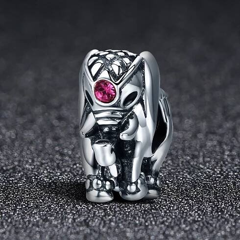 Pandora styl stříbrný roztomilý šťastný sloní spacer amulet - SCC321